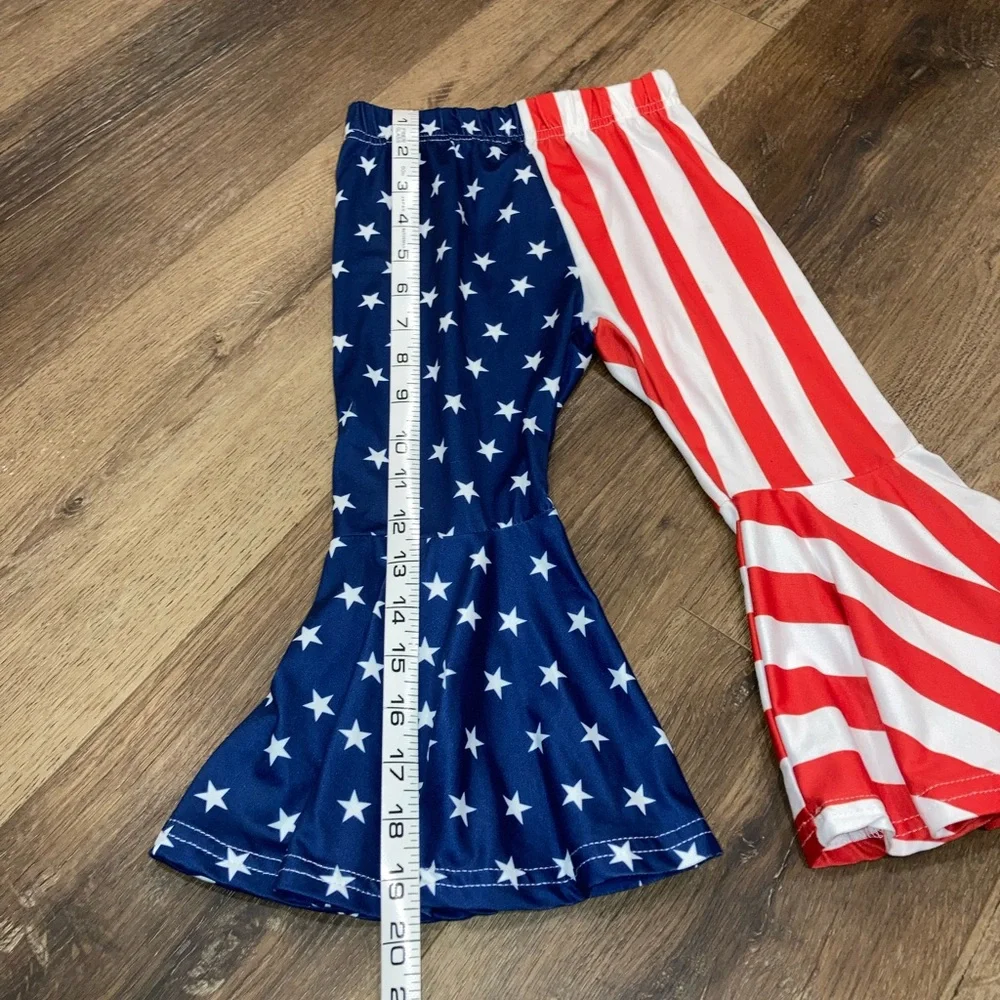 Patriotic Bell Bottoms American Flag July 4th Outfit Pants Flare 3T